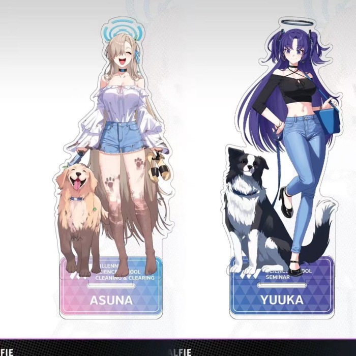 Blue Archive ขาตั้งอะคริลิค Asuna Yuuka ชุดลําลองเดินธีมสุนัขเดสก์ท็อปเครื่องประดับสะสม