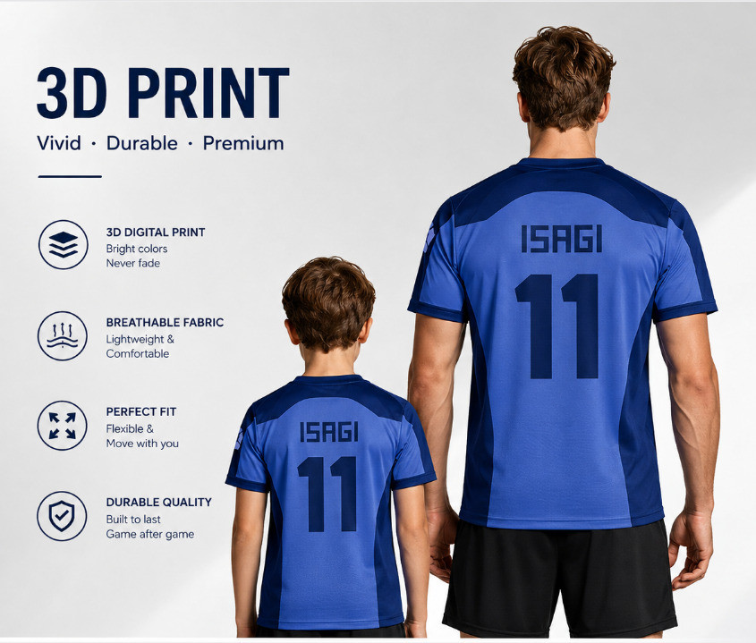 [Sublimation Custom Team Jersey] ISAGI Number 11 Soccer Jersey Men Anime Jersey Quick Dry Breathable