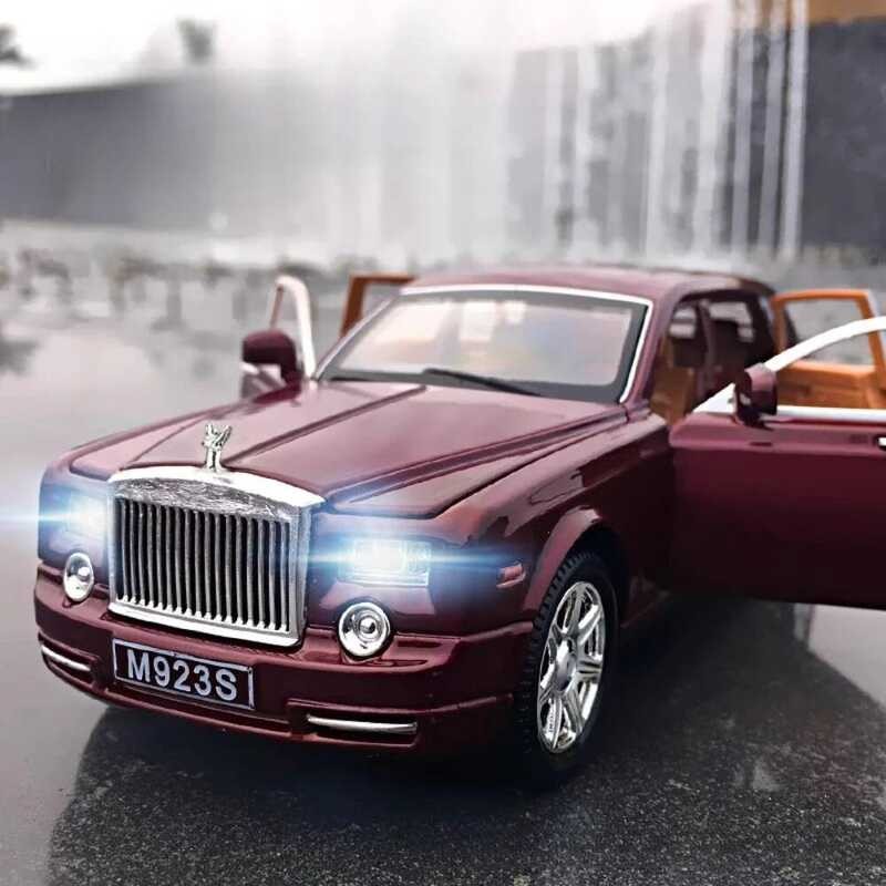 C 1:24 Roll Royce Phantom Model Alloy Die Simulation Sound Light Pull Back Collection Toy Vehicle F