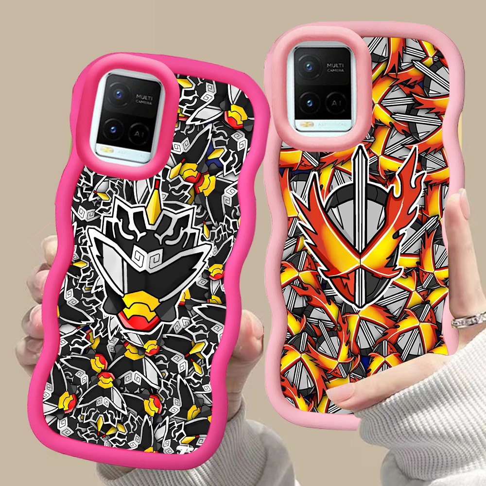 MERAH D-25 Kamen Rider สีชมพูสีแดงปลอกสําหรับ VIVO V30 Y02a Y21a Y02t Y02 Y21s Y21 Y21t Pro 5G สีดํา
