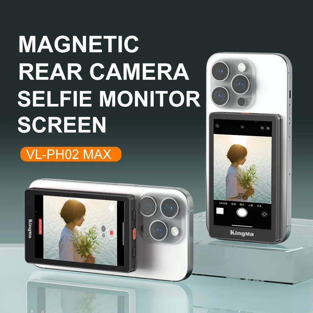 King Ma 4K 30FPS โทรศัพท์แม่เหล็ก Vlog Selfie Monitor หน้าจอ, Sync กลับกล้อง iPhone Monitor หน้าจอสํ