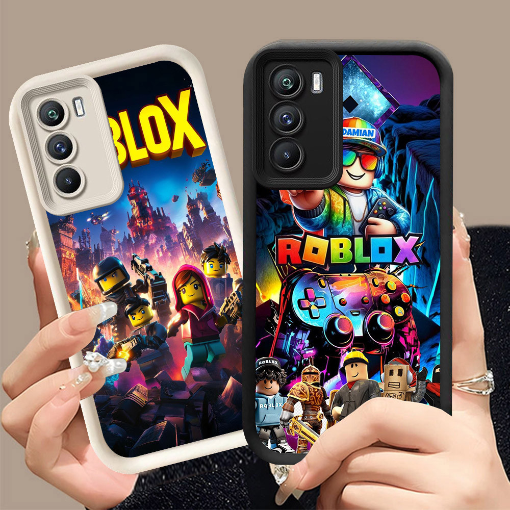 Q-24 Roblox ขาวดำเคสโทรศัพท์หรับ Realme C75X C75 14X C73 5G ปกสีชมพู