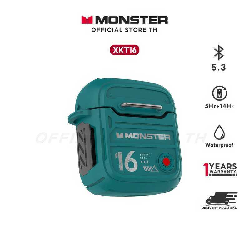 Monster หูฟังบลูทูธ Xkt16 Bt5.3 รุ่น Bluetooth V5.3 ตัดเสียงรบกวน แบตเตอรี่ 300Mah