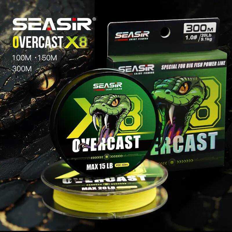 สายเบ็ด Pe, Seasir Overcast X8, คุณภาพญี่ปุ่น, 8 ถัก, Multifilament, 100M / 150M 300M, 15-50Lb, สายห