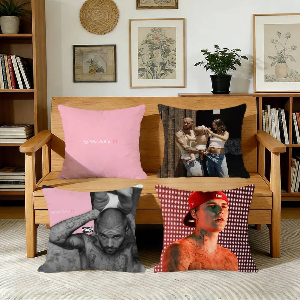 J-Justin B-Bieber SWAG II ปลอกหมอนอิงสําหรับหมอนพิมพ์โซฟาตกแต่งรถบ้านห้องร้านกาแฟสํานักงาน Nordic Si