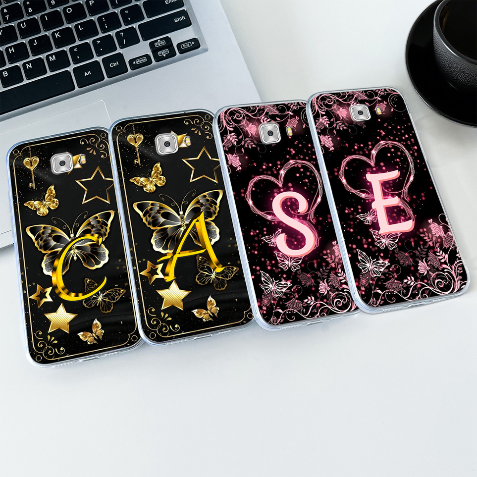 สําหรับ Samsung Galaxy C9 C9 Pro เคสโทรศัพท์ตัวอักษรเริ่มต้นคู่สไตล์ปลอก Soft TPU Clear Shell สําหรับ Samsung C8 ปกหลังสําหรับ SamsungC9Pro กรณี Capa ที่อยู่อาศัยกันชน