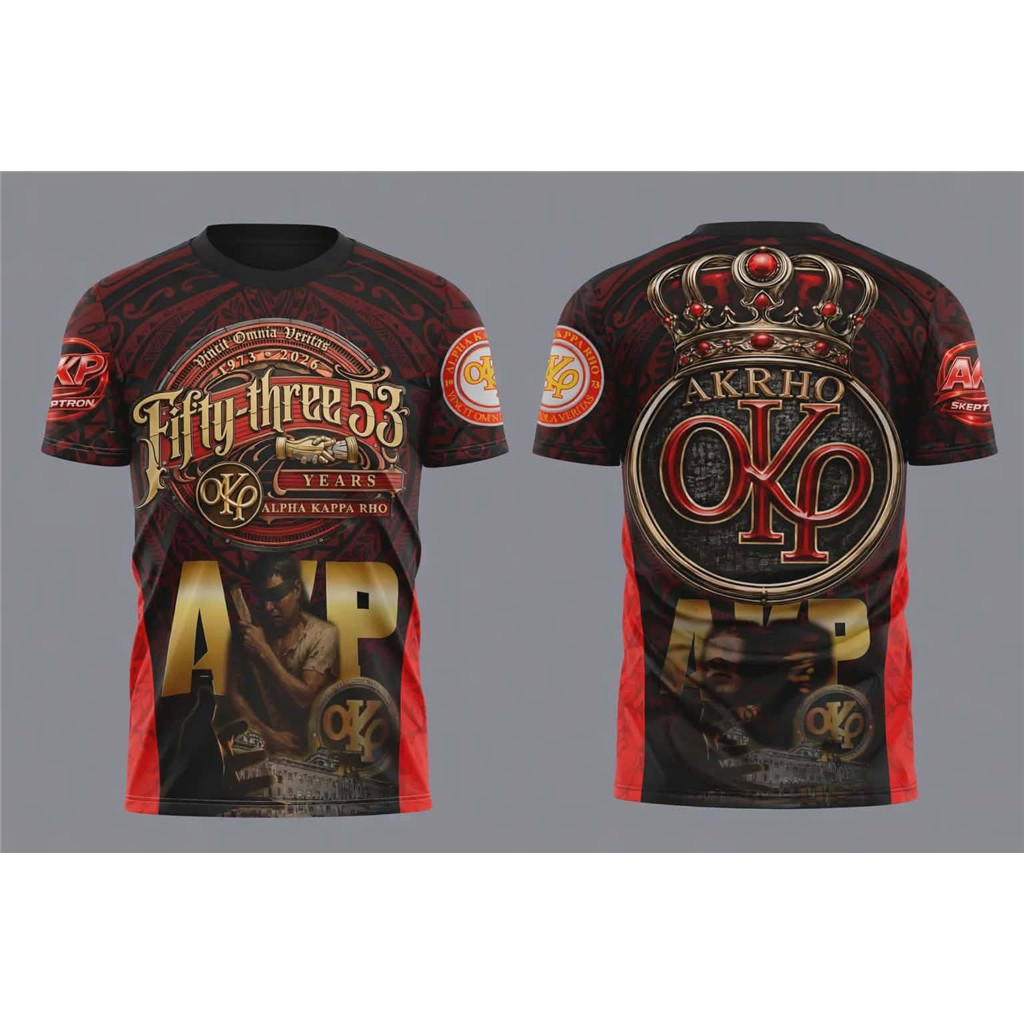 เสื้อยืดครบรอบ Alpha Kappa Rho 53 ปี | เสื้อยืดกราฟิกมงกุฎดําแดง | เสื้อ Fifty-three 53 YEARS | ฟิลิ