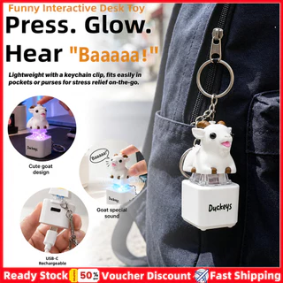 3PCS ตลกแพะน้อย Baaa พวงกุญแจเสียง Type-C ชาร์จความเครียดบรรเทาเรืองแสงของเล่นน่ารักกระเป๋าจี้เดสก์ท็อปตกแต่งของขวัญแปลกใหม่
