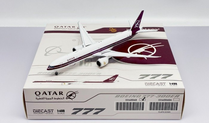 พร้อมสต็อก JC Wings 1: 400 Katar Airlines Retro Machine B777-300ER A7-BAC Model Out of Print Model