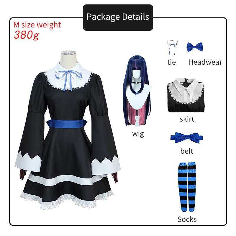 With Garterbelt Younger Sister Any Stocking Cosplay Costume Gothic Maid Lolita Dress Wig Long Socks