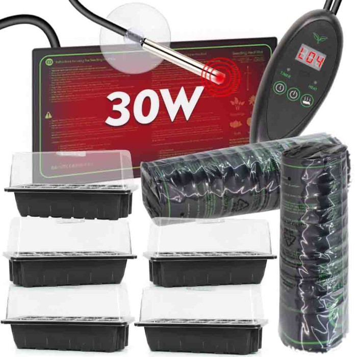 30W Seedling Heat Mat w/ Timed Thermostat Controller Seed Starter Kit Germination Propagator Tray G