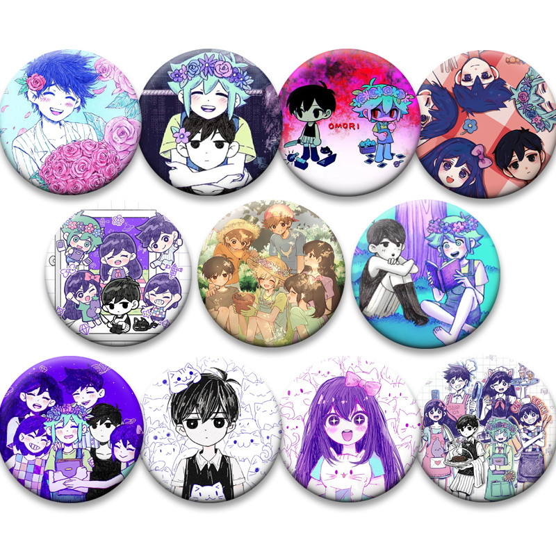 ประณีตการ์ตูนป้าย RPG Omori อะนิเมะปุ่ม Pins รอบ Creative Tinplate เข็มกลัดสําหรับกระเป๋าเป้สะพายหลั
