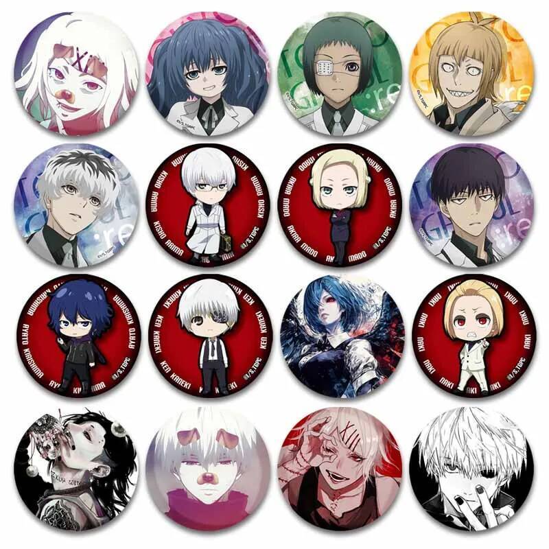 อะนิเมะอุปกรณ์ต่อพ่วงตัวละคร Ken Kaneki Juuzou Suzuya Badge Handmade รอบเข็มกลัด Pins DIY กระเป๋าเป้