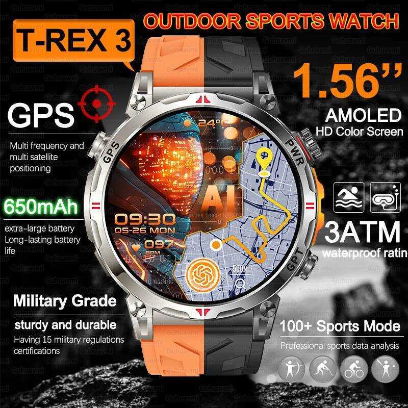 เกรด Precision GPS ตําแหน่ง Smartwatch โลหะผู้ชายความสูงบารอมิเตอร์เข็มทิศ 3ATM ว่ายน้ํากันน้ํากีฬา 