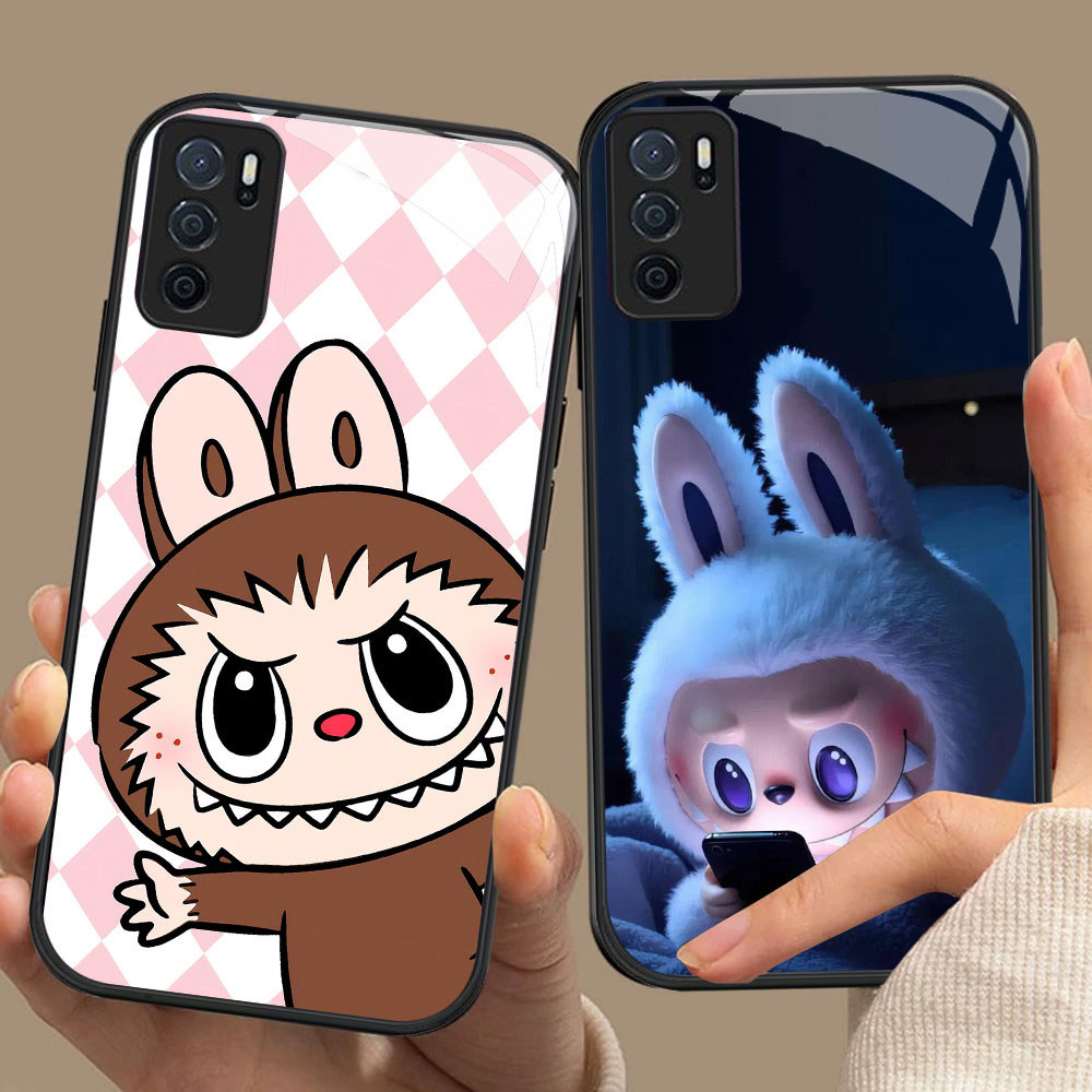 CK-11 Cue Labubu HD Glass Casing สําหรับ OPPO A16 A16S A54S A95 A74 F19 F19S Reno 6 Lite