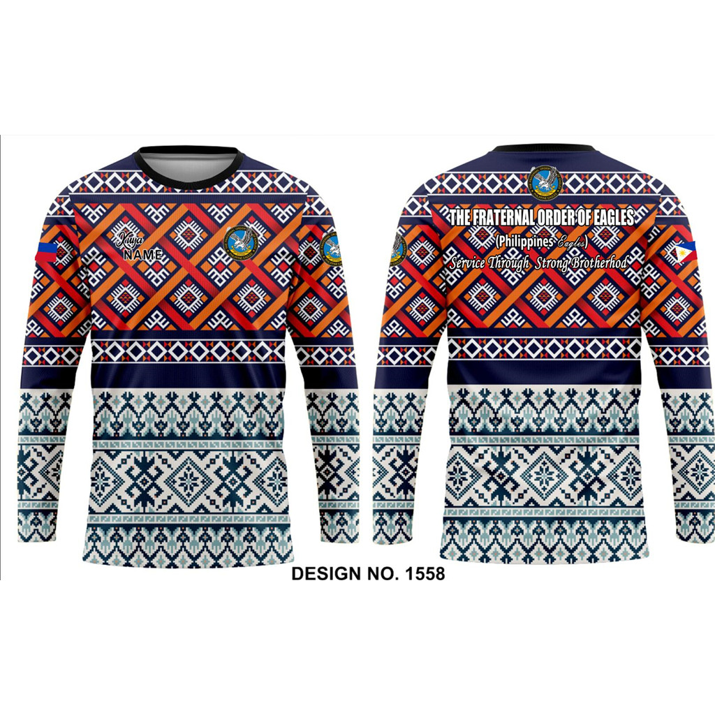 เสื้อยืดแขนยาวระเหิดเต็ม - เสื้อของ Eagles สั่งซื้อของ Eagles (Philippine Eagles) พร้อมลวดลายเรขาคณิ