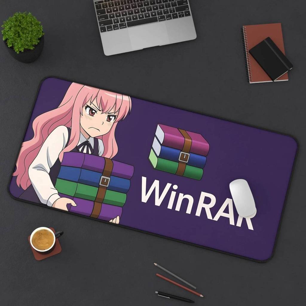 WinRAR แผ่นรองโต๊ะสาวอนิเมะ | แผ่นรองเมาส์คอมพิวเตอร์