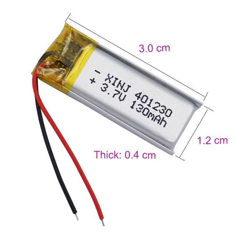 401230 แบตเตอรี่ลิเธียมโพลิเมอร์แบบชาร์จได้ 3.7V 130mAh| สำหรับหูฟัง Satnav ลำโพงบลูทูธ หูฟังไร้สาย 