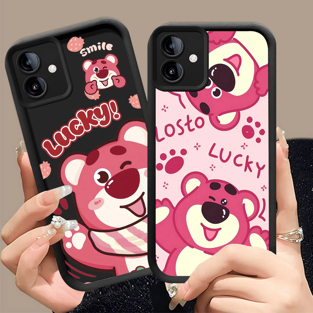 Q-17 Lotso ขาวดำเคสโทรศัพท์หรับ VIVO IQOO U5 Y75 Y02A U5E Y02T Y02 Z6 5G ปกสีชมพู