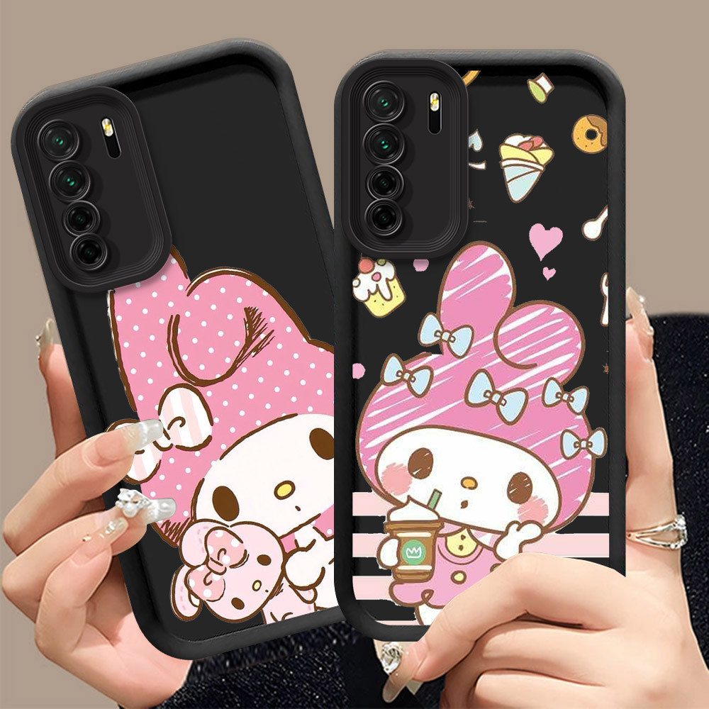 Q-29 Cute_Melody ขาวดำเคสโทรศัพท์หรับ Huawei Y9 2019 P30 Nova 5T Pro ปกสีชมพู