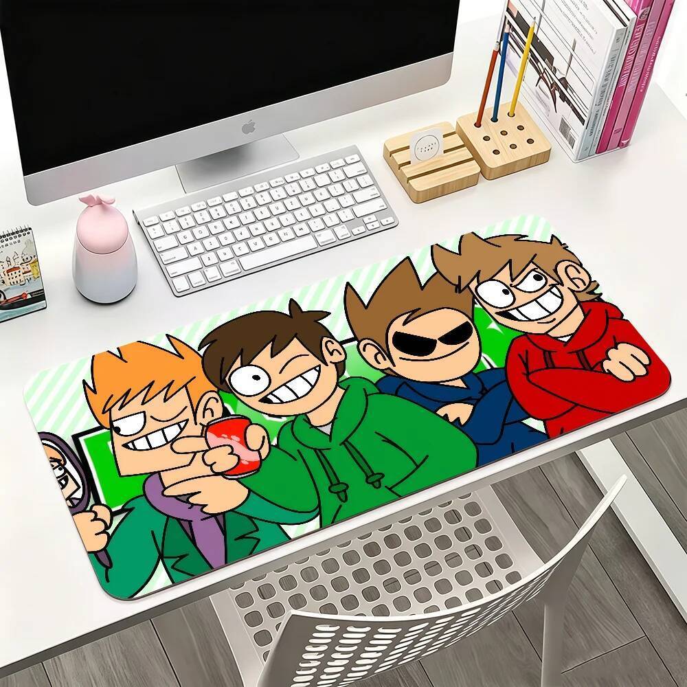 การ์ตูน E-Eddsworld แผ่นรองเมาส์ตลกสําหรับเล่นเกมสํานักงานและคีย์บอร์ดกันลื่นกันน้ําขนาดใหญ่