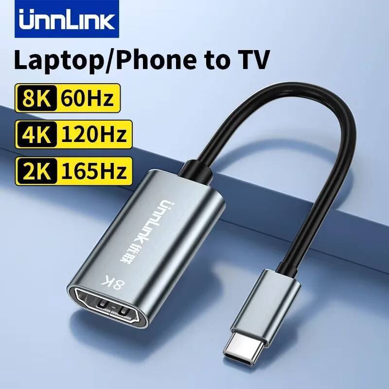 ใหม่ Unnlink 8K USB C ถึงอะแดปเตอร์ HDMI 4K 120Hz/2K 165Hz Type C Thunderbolt 4 ถึง HDMI Converter H