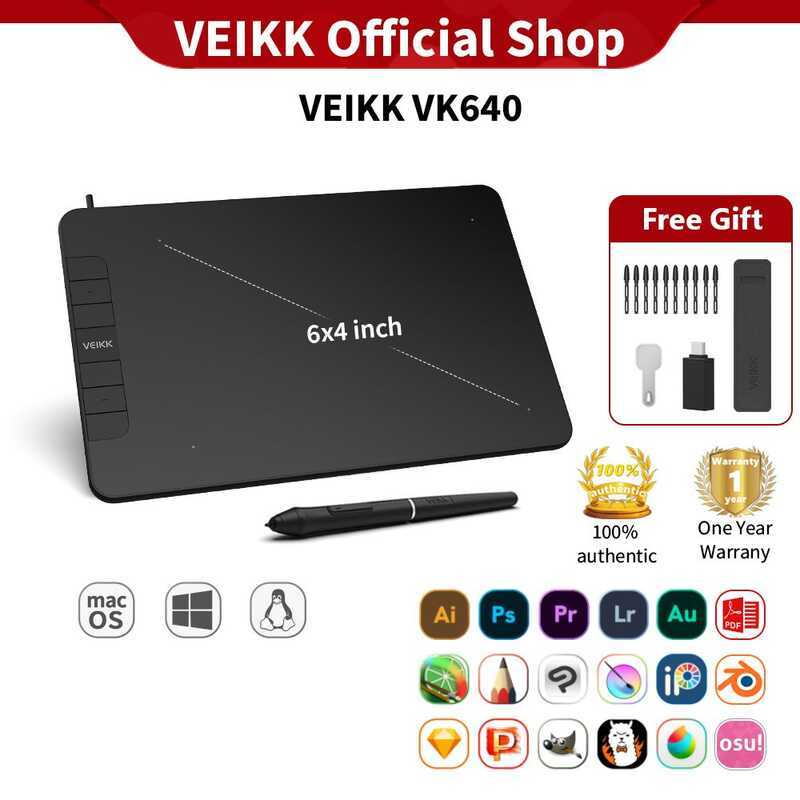 ❤ VEIKK Vk640 6X4นิ้วprofessional OSU เมาส์ปากกา แท็บเล็ตภาพวาดดิจิตอลแผ่นรองเขียนปากกากราฟิกแท