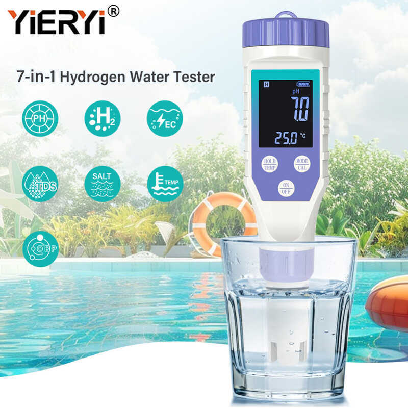 ❤ Yieryi Ph 7 In 1 Ph/Ec/Tds/Salinity/H2/Orp/Temp/Hydrogen Meter Digital Water Quality Tester