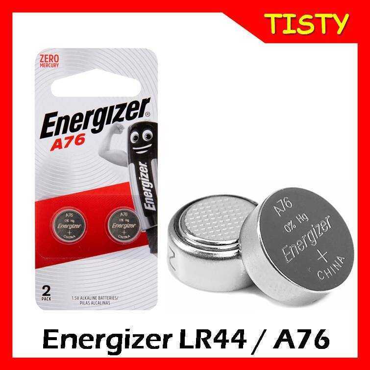 แท้ 100% Energizer A76 / Lr44 - 1.5 V. Button Battery ถ่านกระดุม แพค 2 ก้อน Fe5