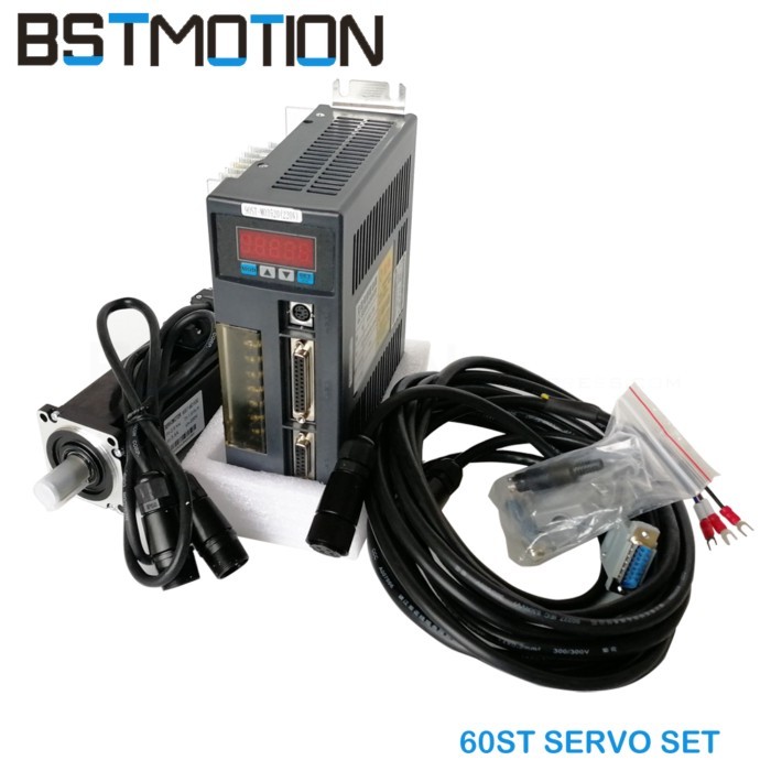AC Servo Motor 200W 400W 600W 60ST Servo Motor Single-Phase Drive Optical Encoder Driver AASD-15A C