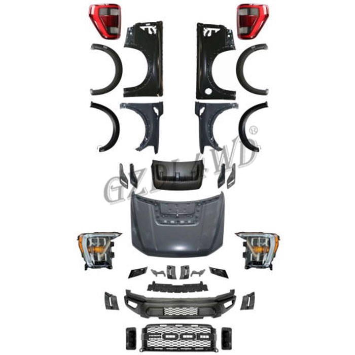New F150 Upgrade Body Kits For Ranger T6 T7 T8 Upgrade to F150 Raptor 2021 modification kits