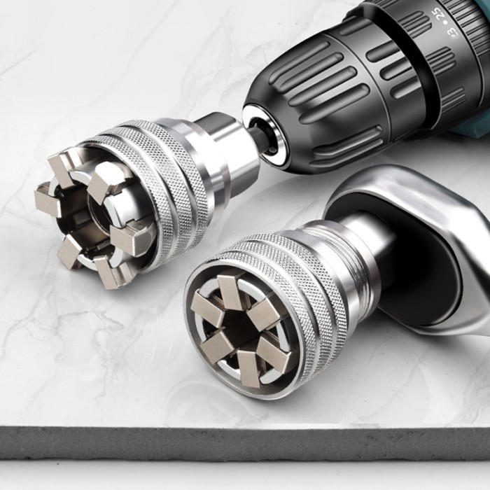 A LOVABLE Universal Sleeve 3/8 นิ้ว 10-19 มม.ปรับ Hex Universal Socket Torque Ratchet ประแจหัว Spann