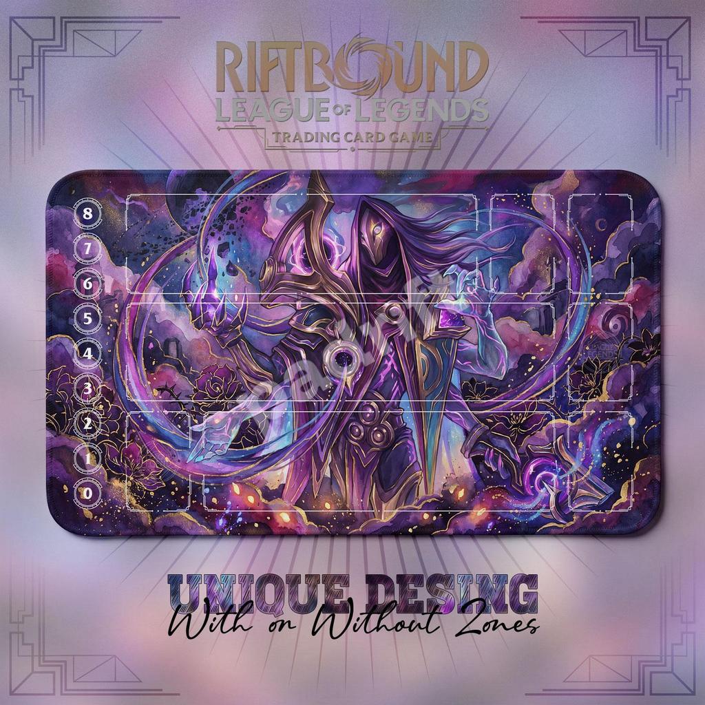 Jhin Cosmic TCG Playmat  Riftbound LoL การ์ด 24x14 พร้อมโซนเทรดดิ้งการ์ดเกมยาง Mousepad