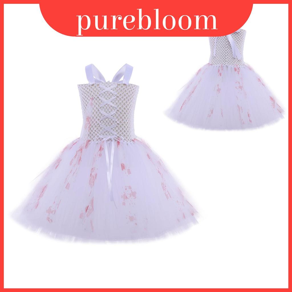 ด้ายเลือด Zombie เจ้าสาวเด็ก Tulle ชุดตาข่ายสําหรับฮาโลวีนคอสเพลย์และกิจกรรม
