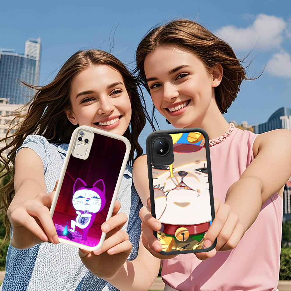 DE-8 Danadan Cat Casing HP สําหรับ VIVO IQOO Y16 Y35 T4 Z9 Y300 V17 Z9X Y02S Z10 Pro Plus 5G