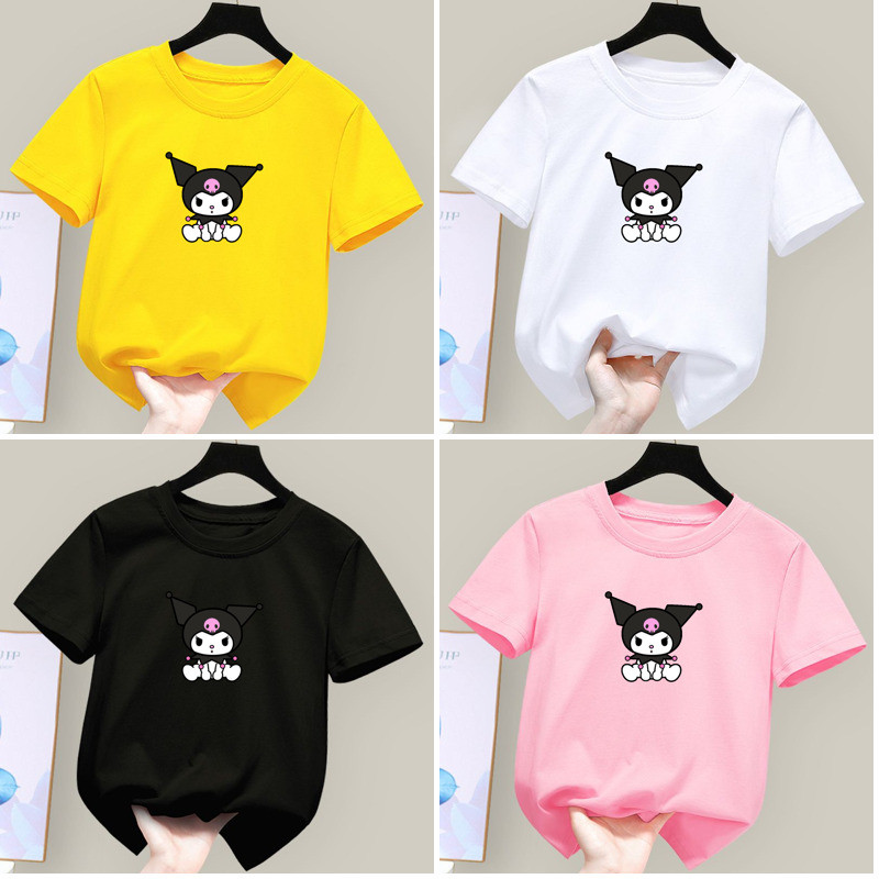 เสื้อยืดคอกลมแขนสั้นของ Kuromi Kid Fun Cotton Boys T สําหรับ 4 - 5 ปี