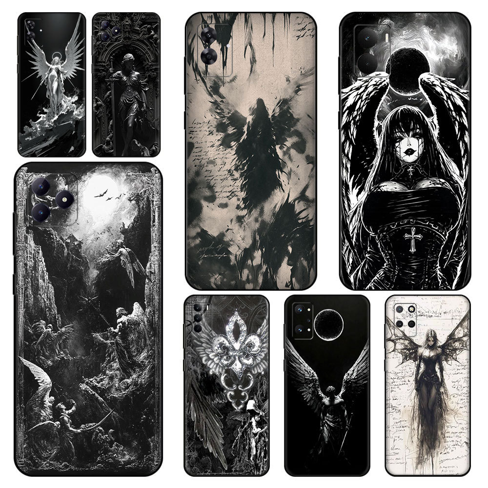นางฟ้าสีดําลึกลับ ^ W7 สําหรับ Realme Narzo 50a 50i Prime 70 Pro X N65 ความเข้ากันได้เคสโทรศัพท์ TPU