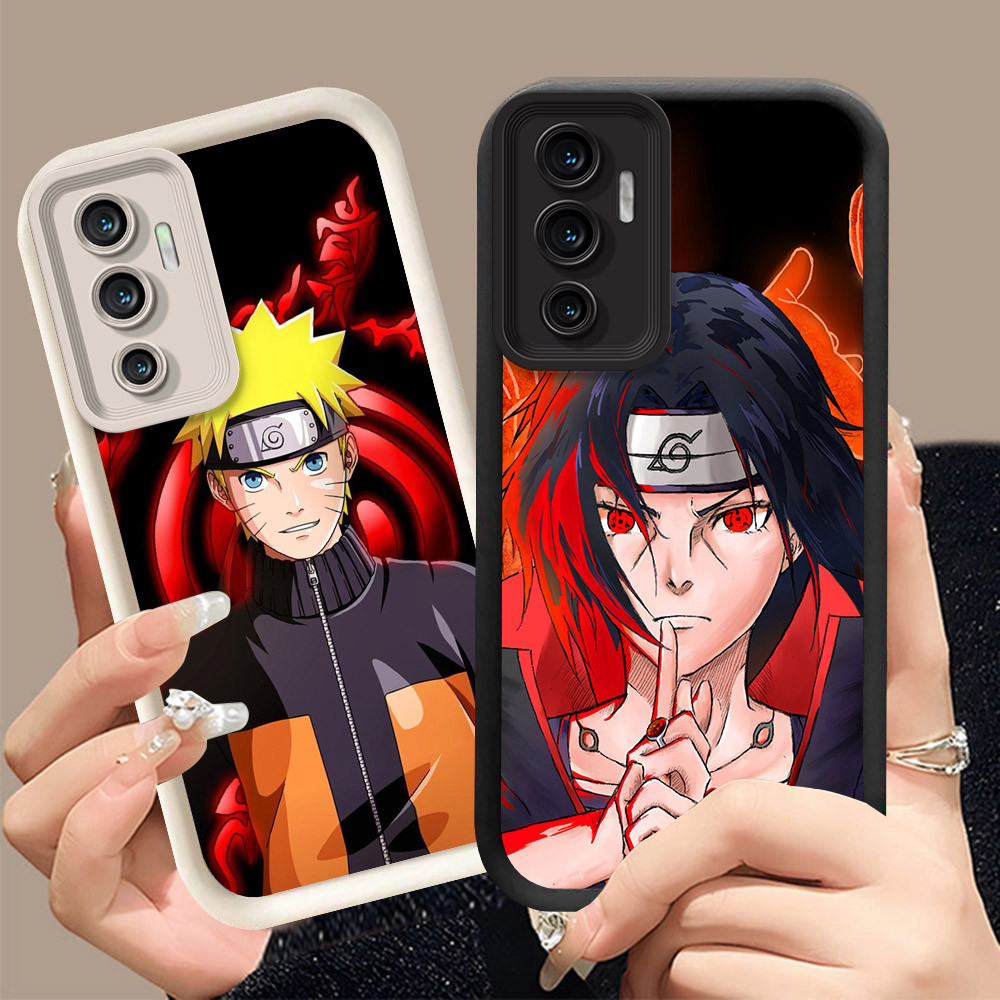 Q-26 Naruto ขาวดำเคสโทรศัพท์หรับ VIVO IQOO V19 Y52 V23E Y72 V23 Y75 Y75S Z3 5G ปกสีชมพู