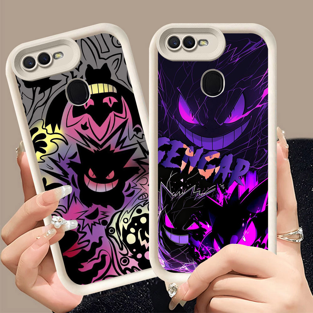 Q-16 Pokemon Gengar ขาวดำเคสโทรศัพท์หรับ OPPO A7 A5S A12S A3S A1K A12E AX5S A11K A12 ปกสีชมพู