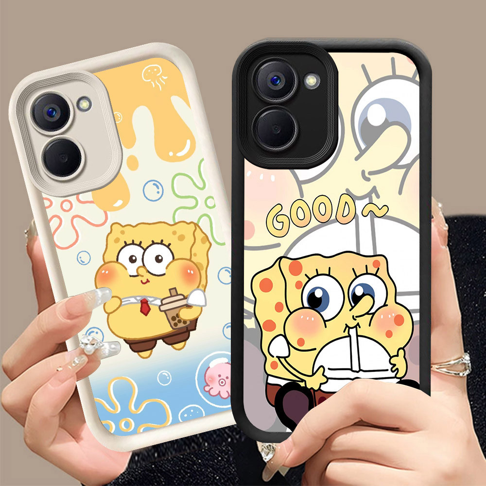 Q-7 SpongeBob ขาวดำเคสโทรศัพท์หรับ Xiaomi POCO C81X C65 C71 X7 Pro ปกสีชมพู