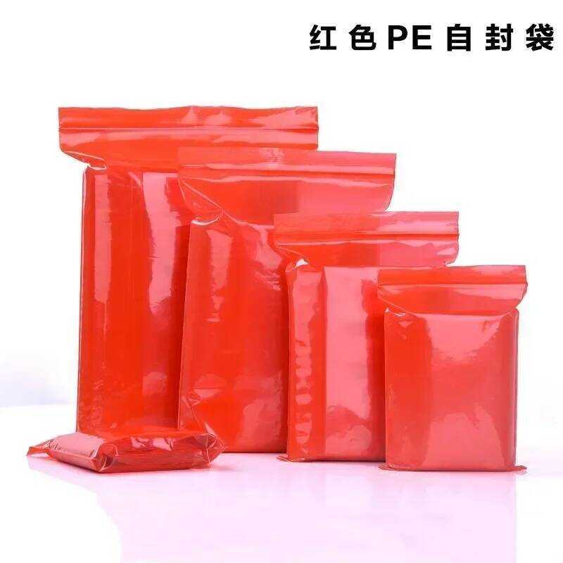 C Red Self Sealing Thickening PE Seal -Proof Food Cookie Package S Jewelry Storage Translucent Zipp
