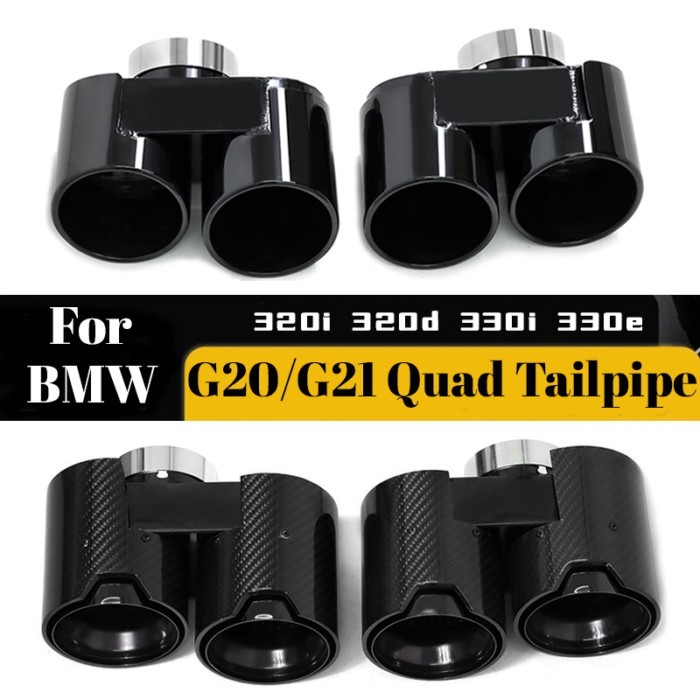 Quad Exhaust Tailpipes For BMW G20 G21 330i 330d 330e 320i 320D  Muffler Tip Exhaust System Nozzle