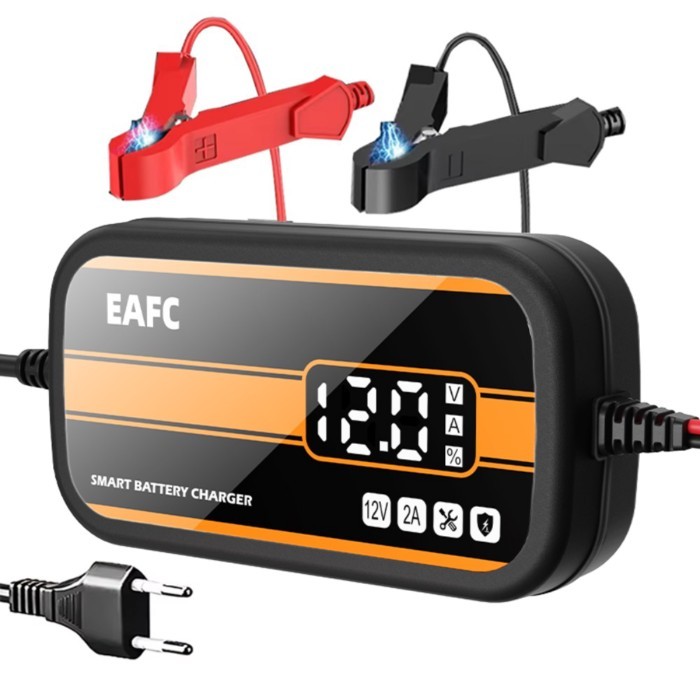 Newest 12V Car Battery Charger 2Ah-20Ah Intelligent Digital Display Lead Acid Battery Repair Charge