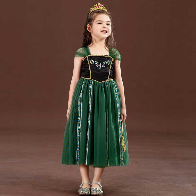 a Frozen Baby Child Green Dress Up Halloween Costume For Kids Princess Party Cosplay Dresses 2 To 8