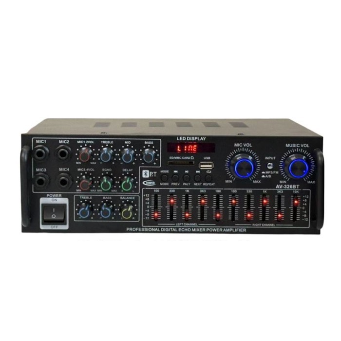 High Power Bluetooth 5.3 Audio Amplifier AT 326BT Balance Control 220V For Home Vehicle Outdoor Par