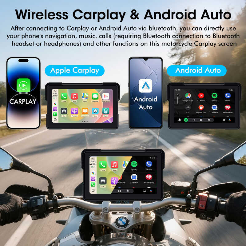ระบบนำทาง GPS สำหรับมอเตอร์ไซค์ขนาด 5/7 นิ้ว สำหรับ BMW R1200gs/R1250gs/S1000xr รองรับ Wireless Car
