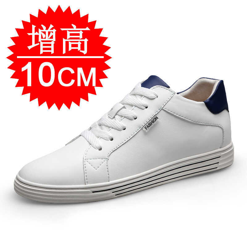 ight Increasing Elevator Shoes -White Premium Leather Leather Lace-Up Fashion Sneakers 6Cm 8Cm 10Cm