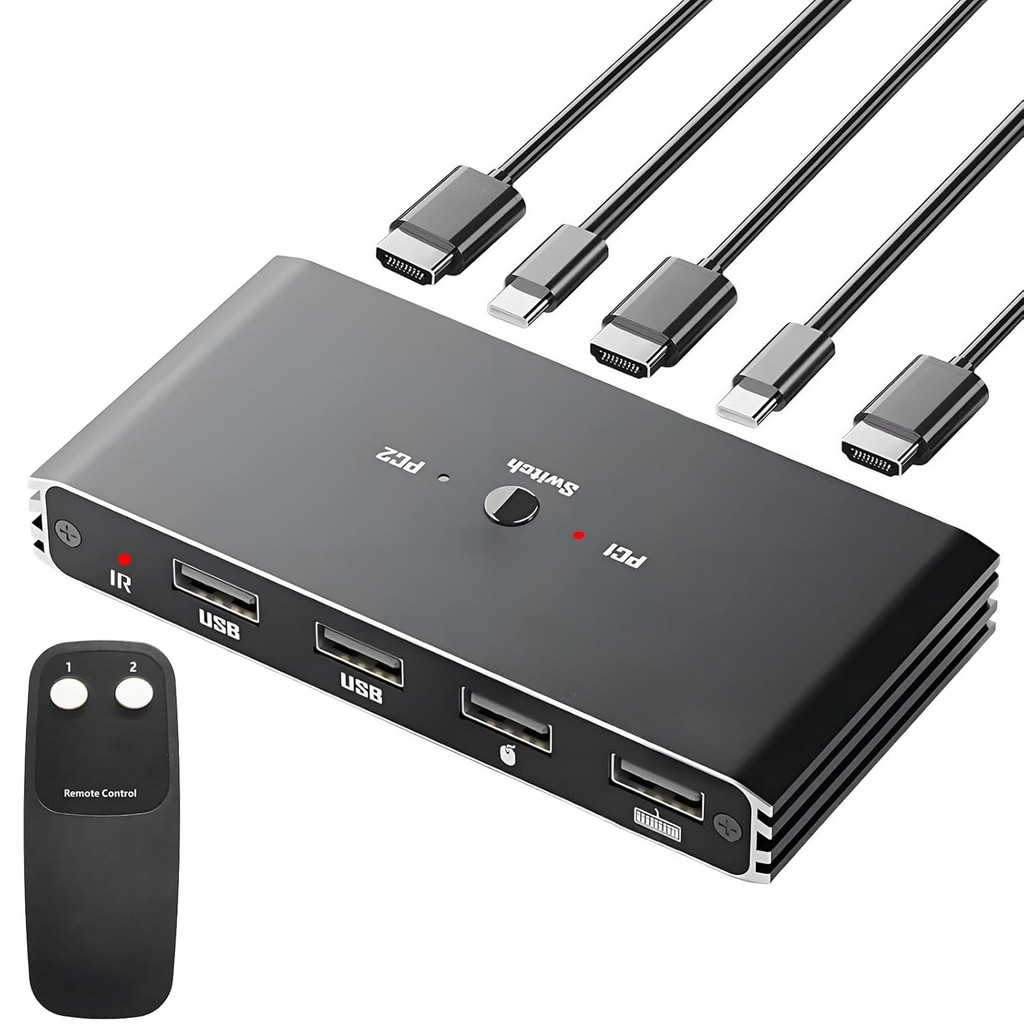 2 พอร์ต HDMI KVM Switch 2 in 1 Out 4K 60Hz KVM Switches สําหรับคอมพิวเตอร์ 2 คอมพิวเตอร์ Share1 Moni