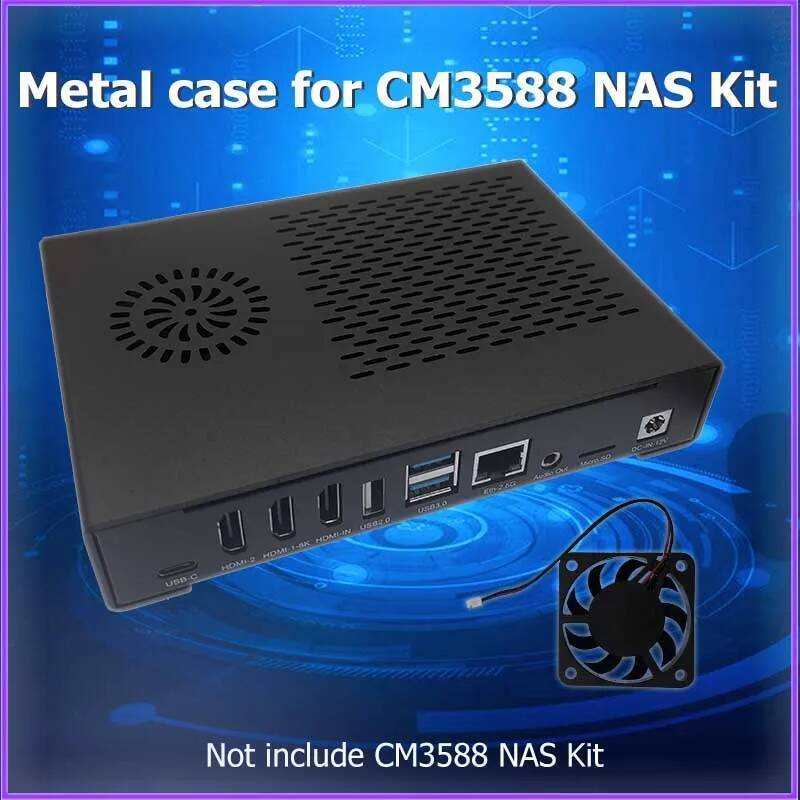 C FriendlyELEC CM3588 NAS ชุดอลูมิเนียม RK3588 CPU Board เปลือกโลหะเสริม Coolling พัดลมสําหรับ CM358