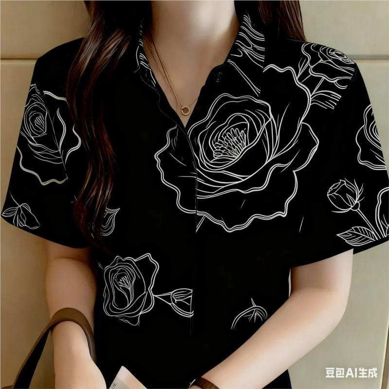 เสื้อแขนสั้นผู้หญิง โอเวอร์ไซส์ ลายดอกไม้ฮาวาย thumbnail 3